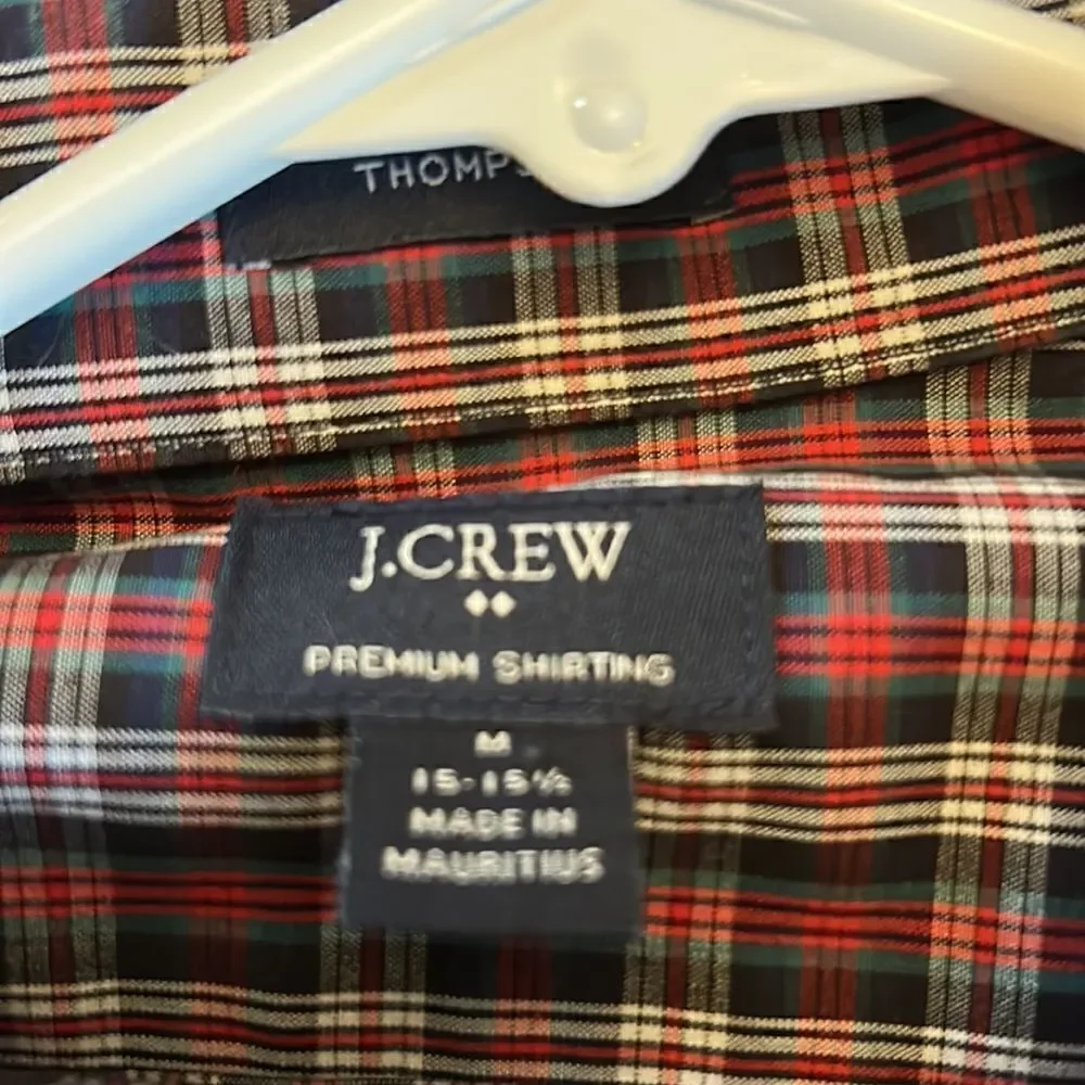 J Crew tartan plaid long sleeve collared shirt Size M 15 - 15 1/2